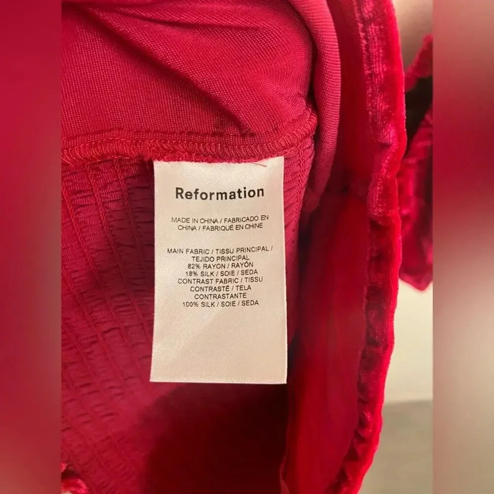 Reformation Luka Velvet Top Rhubarb Red Size 0